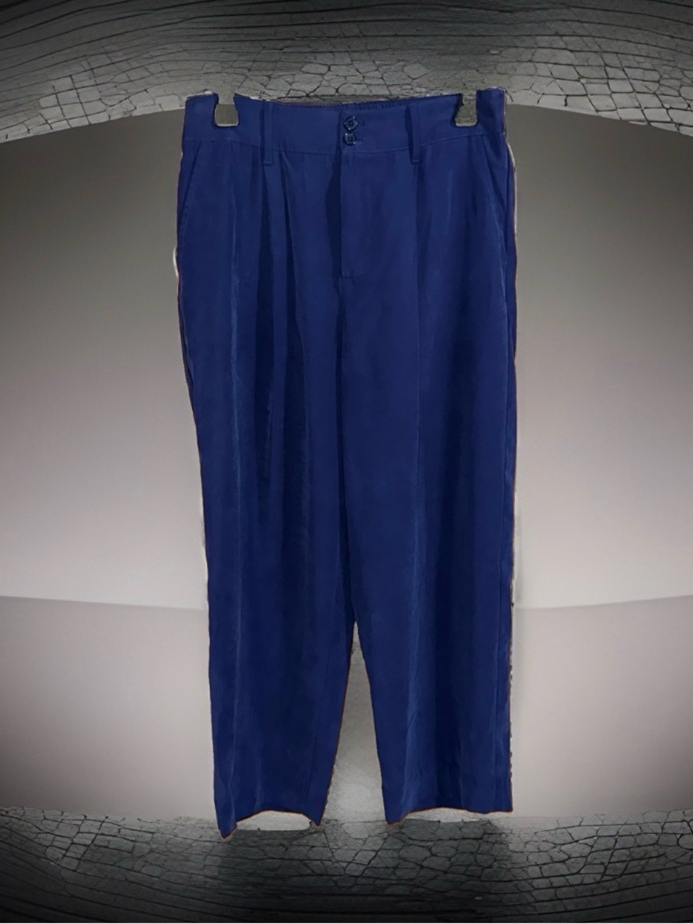 Wonderly Navy Blue Pleated Women's Trousers